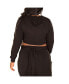 ფოტო #2 პროდუქტის Women's Plus Size Curvy Fit French Terry Gold Zip Wrap Tie Hoodie