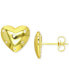 ფოტო #1 პროდუქტის Cubic Zirconia Studded Polished Heart Stud Earrings in 14k Gold-Plated Sterling Silver