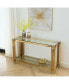 Gold Glass Console Table, 55" with Sturdy Metal Base