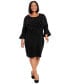 Фото #1 товара Plus Size Beaded Bell-Sleeve Dress