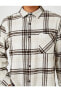 Ekoseli Oduncu Gömleği Cep Detaylı Düğmeli Klasik Yaka