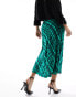 French Connection Dani check midi skirt in dark green