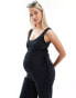 Фото #4 товара Mamalicious Maternity belted jersey jumpsuit with wide leg in black