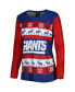 Women's Royal New York Giants Holiday Ugly Pajama Set