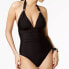 Фото #1 товара Calvin Klein 259031 Women's Shirred One-Piece Swimsuit Black Size 18