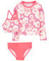 Фото #4 товара Toddler 3-Piece Floral Print Rashguard Swimsuit Set 2T