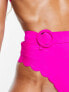 Фото #3 товара The Frolic Crete scallop high waist bikini bottom in hot pink
