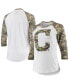 ფოტო #1 პროდუქტის Women's Threads White, Camo Cleveland Guardians Raglan 3/4-Sleeve T-shirt
