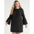 Free Assembly ¾ Bell-Sleeve Mini Shift Dress Women's Small Black 100% Polyester