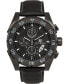 ფოტო #1 პროდუქტის Torrent Men's Chronograph Watch Black Leather Strap, Black Dial, 44mm