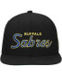 ფოტო #4 პროდუქტის Mitchell Ness Men's Black Buffalo Sabres Core Team Script 2.0 Snapback Hat