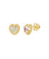 ფოტო #3 პროდუქტის Children's Cubic Zirconia Heart Stud Earrings in 14k Gold