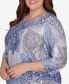 Plus Size Worth Avenue Women's Medallion Patchwork Beaded Crew Neck Top