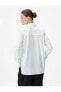 Фото #7 товара Рубашка женская Koton Классическая из поплина с длинным рукавом, застежка на пуговицы, Regular Fit, из хлопка