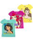 ფოტო #1 პროდუქტის Toddler Boys and Girls Yellow, Pink, Green Disney Princess Graphic 3-Pack T-shirt Set