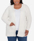 ფოტო #1 პროდუქტის Plus Size Classic Chenille Cardigan With Pockets