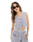 In The Style x Jenny Mogey cropped waistcoat co-ord in blue stripe BLAU, 36 - фото #2