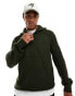 Brave Soul heavyweight half zip jumper in dark green