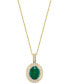 ფოტო #1 პროდუქტის EFFY® Emerald (1-1/2 ct. t.w) & Diamond (1/3 ct. t.w.) Oval Halo 18" Pendant Necklace in 14k Gold