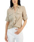 Фото #3 товара Women's Linen Twist-Hem Blouse, Created for Macy's