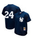 Men's Rickey Henderson Navy New York Yankees Cooperstown Collection Mesh Batting Practice Button-Up Jersey