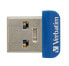 USB флеш-накопитель Verbatim 98711 Store 'n' Stay NANO - 64 ГБ - USB 3.0 - Blue - 3.2 Gen 1 (3.1 Gen 1) - Cap - 3 г