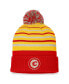 Фото #2 товара Men's Red, Gold Calgary Flames True Classic Retro Cuffed Knit Hat with Pom