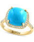 ფოტო #1 პროდუქტის EFFY® Turquoise & Diamond (1/4 ct. t.w.) Halo Ring in 14k Gold