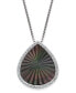 ფოტო #1 პროდუქტის Black Mother of Pearl 15x13mm and Cubic Zirconia Pear Shaped Pendant with 18" Chain in Sterling Silver