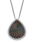 Фото #1 товара Macy's black Mother of Pearl 15x13mm and Cubic Zirconia Pear Shaped Pendant with 18" Chain in Sterling Silver