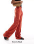 Фото #1 товара ASOS DESIGN Tall high waist seam detail trousers with linen in rust