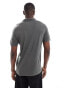 Abercrombie & Fitch slub linen open collar polo in grey grau, XS - фото #2