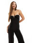 Фото #4 товара 4th & Reckless Tall exclusive diamante trim sweetheart neckline flared jumpsuit in black