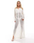 Фото #1 товара River Island sequin maxi shirt beach dress in white