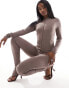 Фото #4 товара Simmi contour zip detail split leg unitard in taupe