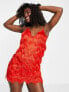 Фото #1 товара Miss Selfridge ombre fringe dress in red