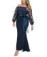 ფოტო #3 პროდუქტის Plus Size Floating Petals Off-The-Shoulder Gown