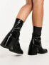 ASOS DESIGN Wide Fit Rover heeled leather boots in black