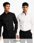 Фото #2 товара Jack & Jones 2 pack slim fit smart shirt in white & black