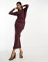 Фото #1 товара ASOS DESIGN supersoft rib midi jumper dress with fallen shoulder in chocolate