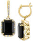 ფოტო #1 პროდუქტის EFFY® Onyx & Diamond (3/8 ct. t.w.) Dangle Hoop Earrings in 14k Gold