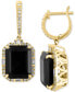 Фото #1 товара EFFY® Onyx & Diamond (3/8 ct. t.w.) Dangle Hoop Earrings in 14k Gold