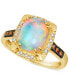 ფოტო #1 პროდუქტის Neopolitan Opal (1-5/8 ct. t.w.) & Diamond (1/5 ct. t.w.) Halo Ring in 14k Gold