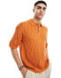 Фото #4 товара ASOS DESIGN oversized knitted pointelle polo in burnt orange