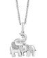 ფოტო #3 პროდუქტის EFFY® Diamond Mama & Baby Elephant 18" Pendant Necklace (1/10 ct. t.w.) in Sterling Silver