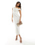 Фото #1 товара Jarlo fallen shoulder satin midaxi dress with wrap skirt in ivory