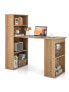 Фото #1 товара Computer Desk Writing Workstation Office with 6-Tier Storage Shelves