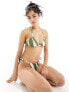 New Look bikini top in khaki stripe