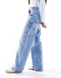 Фото #2 товара Stradivarius wide leg carpenter jean in beach blue