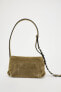 Mini suede crossbody bag with buckles